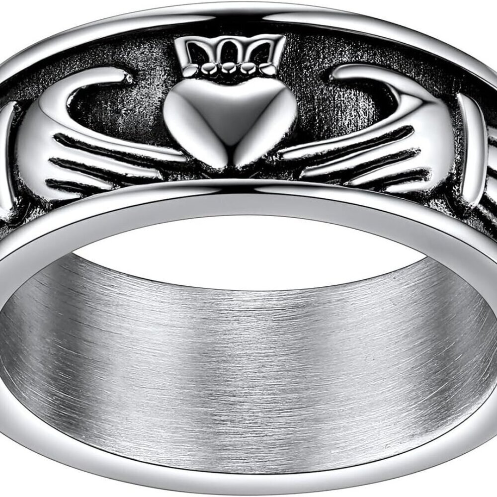 Stainless Steel Claddagh Ring for Love Custom Engraved Wedding Band